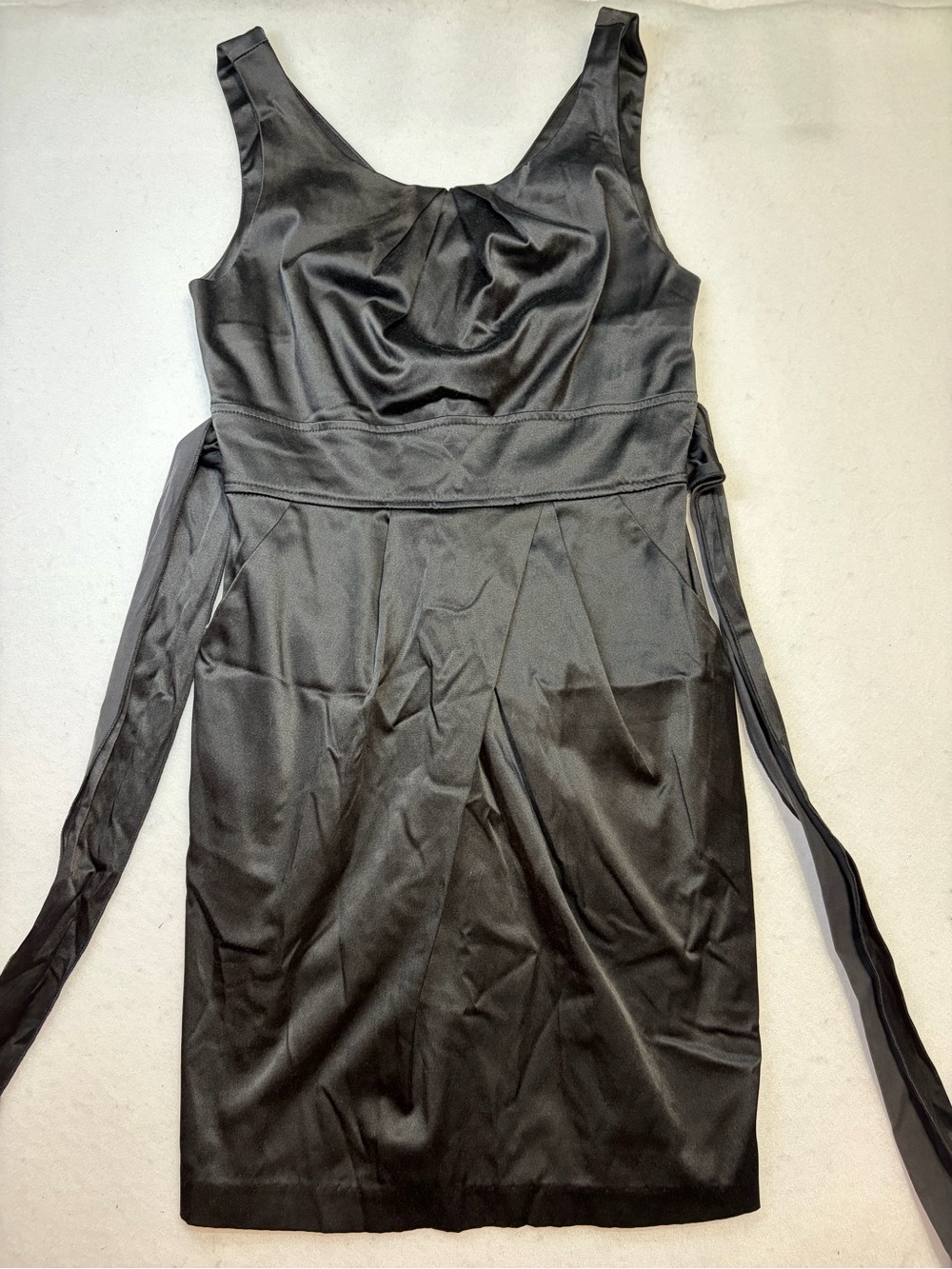 Vintage Jump Black Satin Midi Dress with pockets